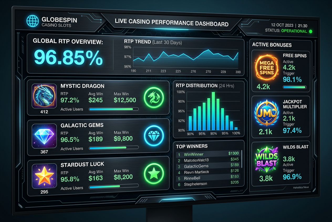 Datová vizualizace RTP a bonusových statistik výherních automatů
